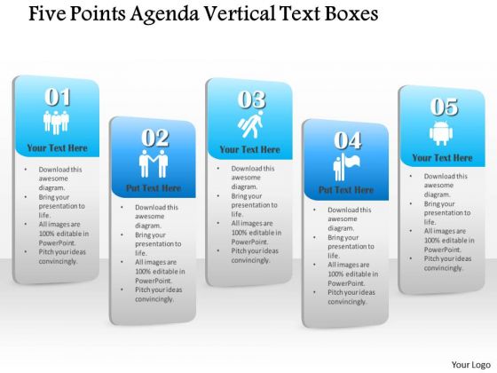 Business Diagram Five Points Agenda Vertical Text Boxes Presentation Template Business Diagram Five Points Agenda Vertical Text Boxes Presentation Template