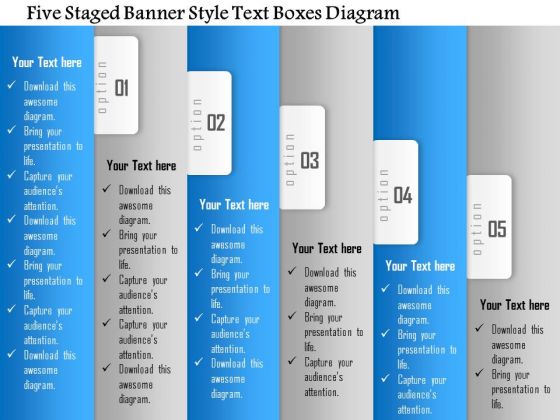 Business Diagram Five Staged Banner Style Text Boxes Diagram Presentation Template