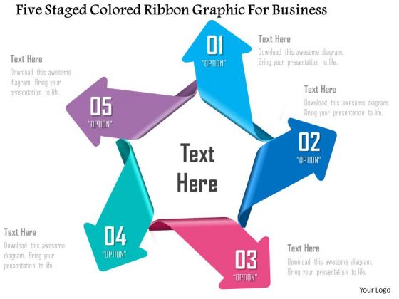 Business Diagram Five Staged Colored Ribbon Graphic For Business PowerPoint Template Business Diagram Five Staged Colored Ribbon Graphic For Business PowerPoint Template