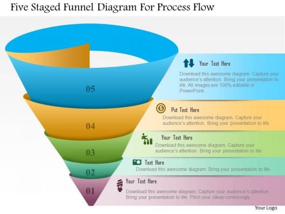 business diagram five staged funnel diagram for process flow