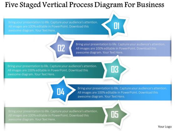 Business Diagram Five Staged Vertical Process Diagram For Business Presentation Template