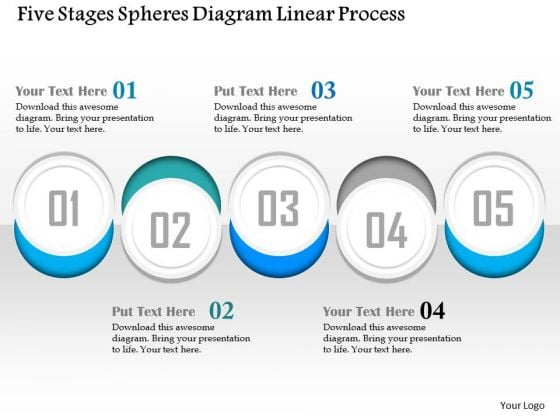 Business Diagram Five Stages Spheres Diagram Linear Process Presentation Template