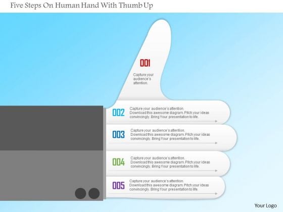 Business Diagram Five Steps On Human Hand With Thumb Up Presentation Template Business Diagram Five Steps On Human Hand With Thumb Up Presentation Template