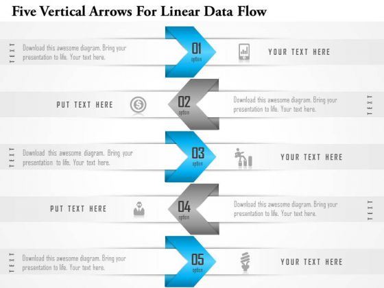 Business Diagram Five Vertical Arrows For Linear Data Flow Presentation Template Business Diagram Five Vertical Arrows For Linear Data Flow Presentation Template