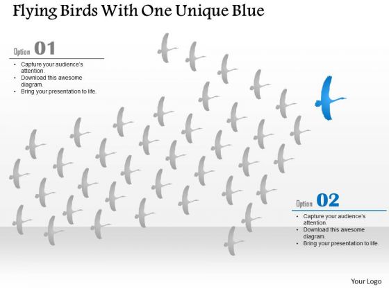 Business Diagram Flying Birds With One Unique Blue Presentation Template Business Diagram Flying Birds With One Unique Blue Presentation Template
