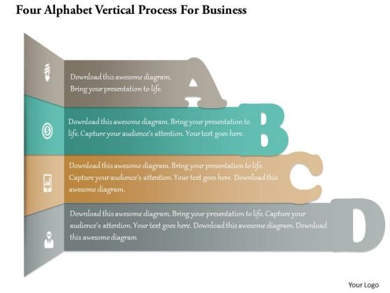 Business Diagram Four Alphabet Vertical Process For Business PowerPoint Template Business Diagram Four Alphabet Vertical Process For Business PowerPoint Template