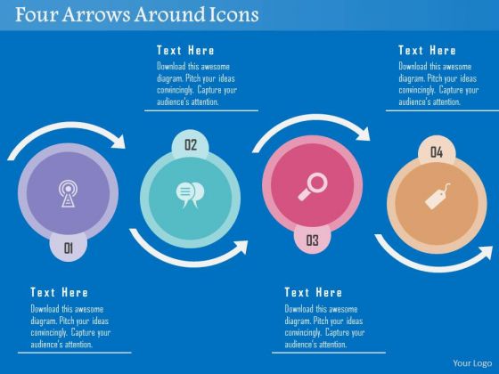 Business Diagram Four Arrows Around Icons Presentation Template