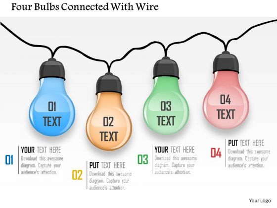 Business Diagram Four Bulbs Connected With Wire Presentation Template Business Diagram Four Bulbs Connected With Wire Presentation Template