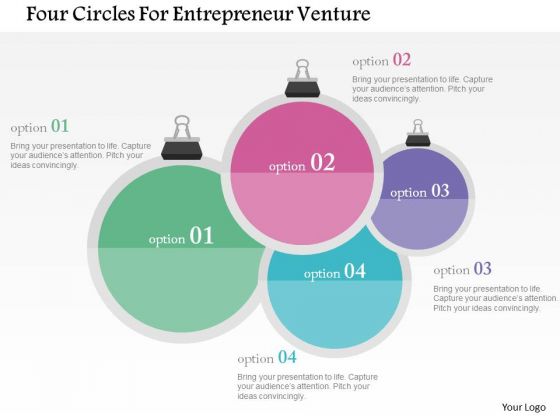 Business Diagram Four Circles For Entrepreneur Venture Presentation Template