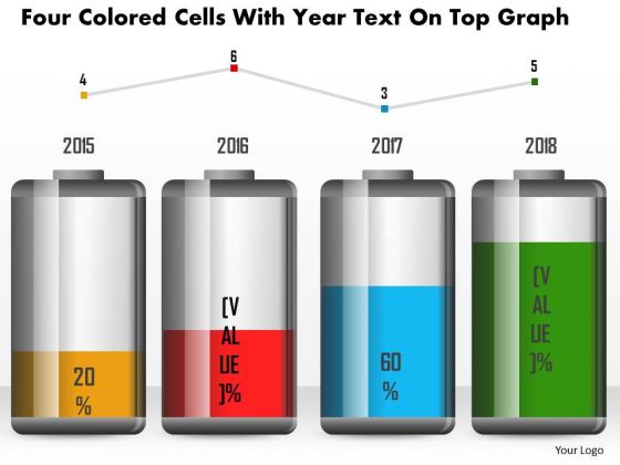 Business Diagram Four Colored Cells With Year Text On Top Graph PowerPoint Slide