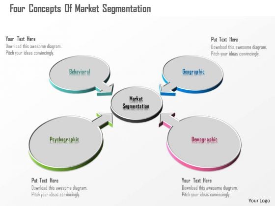 Business Diagram Four Concepts Of Market Segmentation Presentation Template