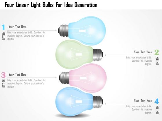 Business Diagram Four Linear Light Bulbs For Idea Generation PowerPoint Template Business Diagram Four Linear Light Bulbs For Idea Generation PowerPoint Template