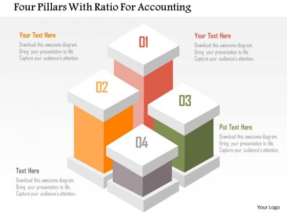 Business Diagram Four Pillars With Ratio For Accounting Presentation Template