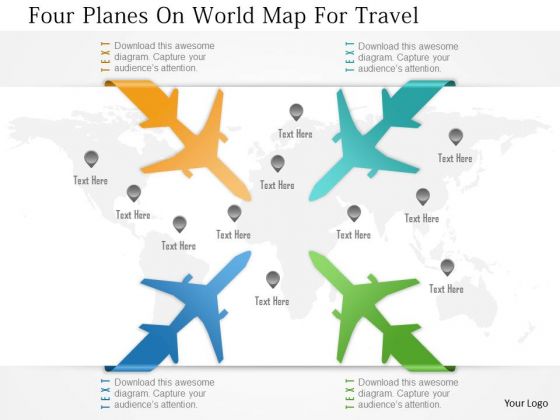 Business Diagram Four Planes On World Map For Travel Presentation Template Business Diagram Four Planes On World Map For Travel Presentation Template