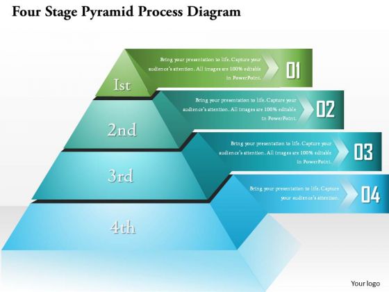 business diagram four stage pyramid process diagram presentation