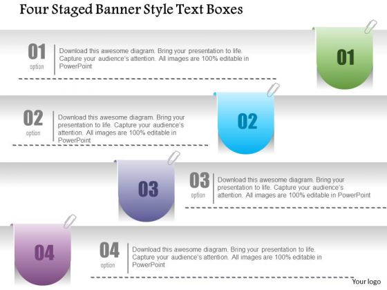 Business Diagram Four Staged Banner Style Text Boxes PowerPoint Template Business Diagram Four Staged Banner Style Text Boxes PowerPoint Template