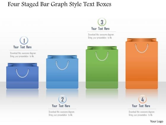 Business Diagram Four Staged Bar Graph Style Text Boxes Presentation Template