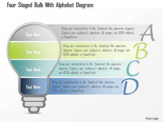 Business Diagram Four Staged Bulb With Alphabet Diagram PowerPoint Template Business Diagram Four Staged Bulb With Alphabet Diagram PowerPoint Template