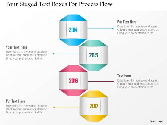 Business Diagram Four Staged Text Boxes For Process Flow Presentation Template