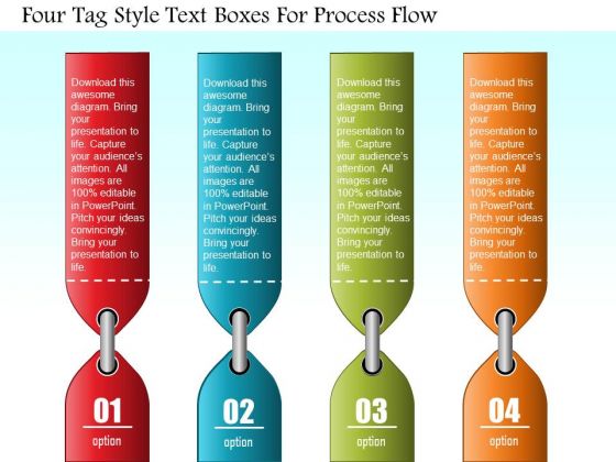 Business Diagram Four Tag Style Text Boxes For Process Flow Presentation Template