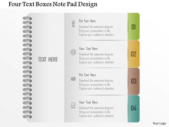 Business Diagram Four Text Boxes Note Pad Design Presentation Template Business Diagram Four Text Boxes Note Pad Design Presentation Template