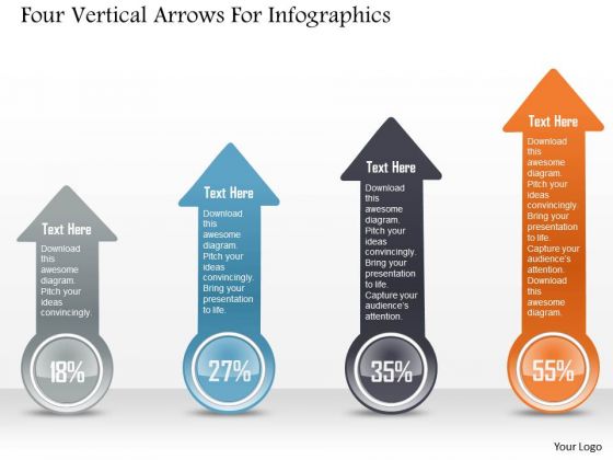 Business Diagram Four Vertical Arrows For Infographics PowerPoint Template