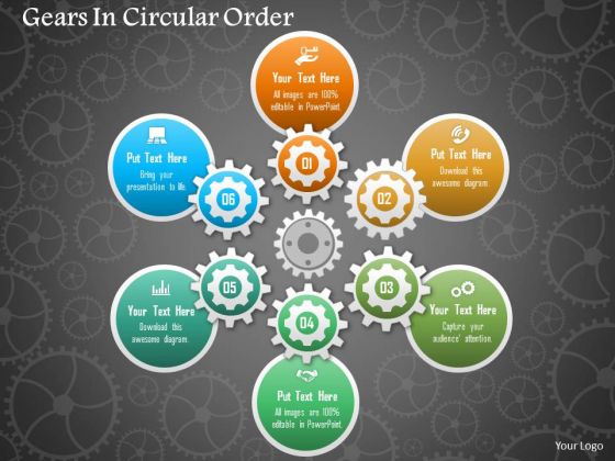 Business Diagram Gears In Circular Order Presentation Template