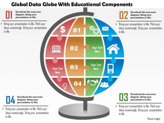 Business Diagram Global Data Globe With Educational Components Presentation Template Business Diagram Global Data Globe With Educational Components Presentation Template