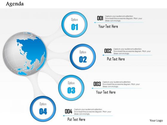 Business Diagram Globe With Four Points Agenda Diagram Presentation Template Business Diagram Globe With Four Points Agenda Diagram Presentation Template