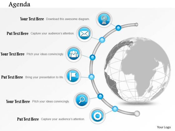 Business Diagram Globe With Semi Circular Icon Line Agenda Presentation Template