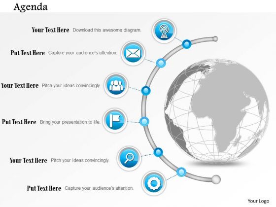 Business Diagram Globe With Semi Circular Icon Line Agenda Presentation Template Business Diagram Globe With Semi Circular Icon Line Agenda Presentation Template