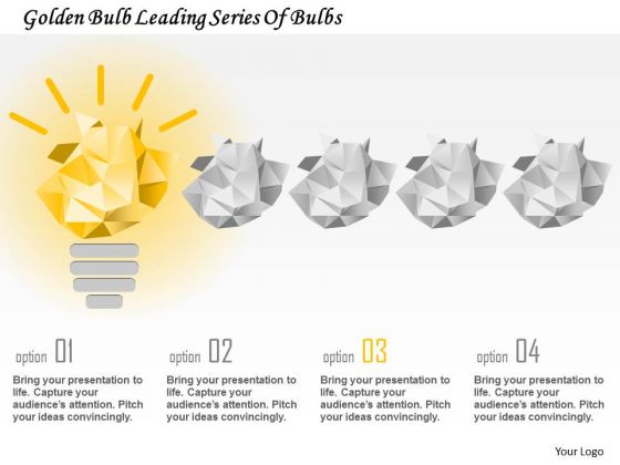 Business Diagram Golden Bulb Leading Series Of Bulbs Presentation Template