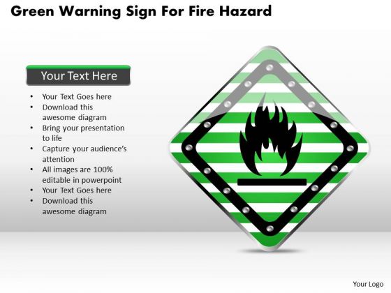 Business Diagram Green Warning Sign For Fire Hazard Presentation Template Business Diagram Green Warning Sign For Fire Hazard Presentation Template
