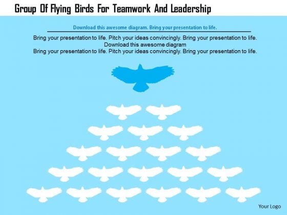 Business Diagram Group Of Flying Birds For Teamwork And Leadership Presentation Template