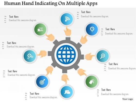 Business Diagram Human Hand Indicating On Multiple Apps PowerPoint Template Business Diagram Human Hand Indicating On Multiple Apps PowerPoint Template