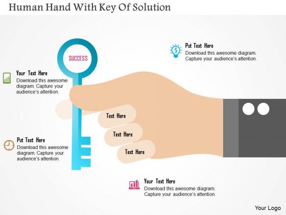 Business Diagram Human Hand With Key Of Solution PowerPoint Template Business Diagram Human Hand With Key Of Solution PowerPoint Template