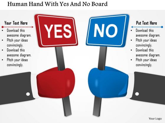 Business Diagram Human Hand With Yes And No Board Presentation Template Business Diagram Human Hand With Yes And No Board Presentation Template