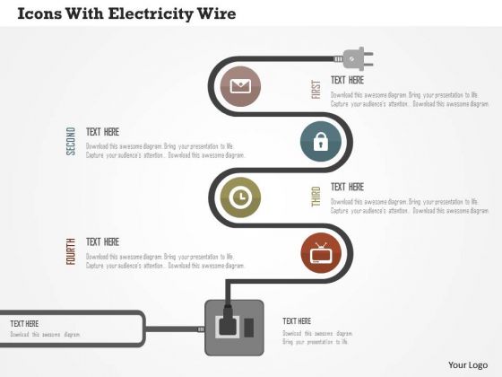 Business Diagram Icons With Electricity Wire Presentation Template Business Diagram Icons With Electricity Wire Presentation Template