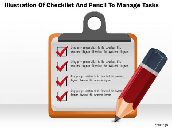 Business Diagram Illustration Of Checklist And Pencil To Manage Tasks Presentation Template Business Diagram Illustration Of Checklist And Pencil To Manage Tasks Presentation Template