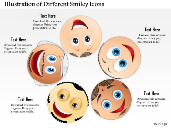 Business Diagram Illustration Of Different Smiley Icons Presentation Template