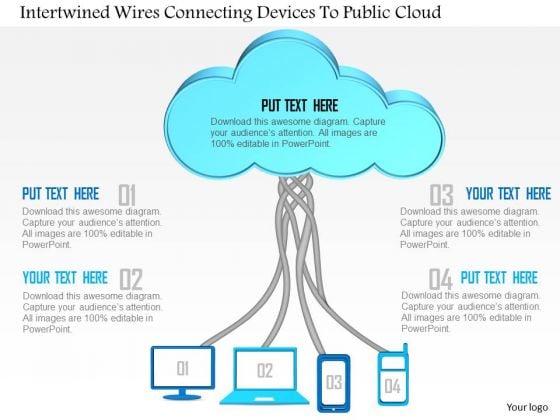 Business Diagram Intertwined Wires Connecting Devices To Public Cloud Ppt Slide