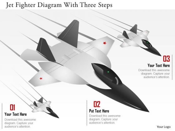 Business Diagram Jet Fighter Diagram With Three Steps Presentation Template