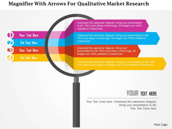 Business Diagram Magnifier With Arrows For Qualitative Market Research Presentation Template Business Diagram Magnifier With Arrows For Qualitative Market Research Presentation Template