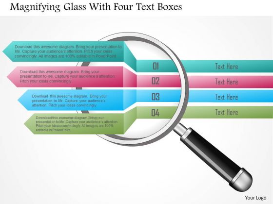 Business Diagram Magnifying Glass With Four Text Boxes Presentation Template Business Diagram Magnifying Glass With Four Text Boxes Presentation Template
