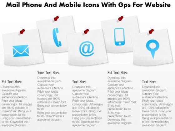 Business Diagram Mail Phone And Mobile Icons With Gps For Website Presentation Template Business Diagram Mail Phone And Mobile Icons With Gps For Website Presentation Template