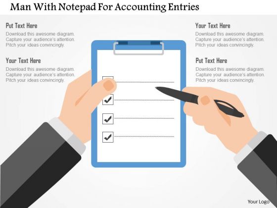 Business Diagram Man With Notepad For Accounting Entries Presentation Template Business Diagram Man With Notepad For Accounting Entries Presentation Template