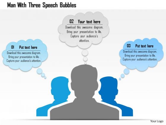 Business Diagram Man With Three Speech Bubbles Presentation Template Business Diagram Man With Three Speech Bubbles Presentation Template
