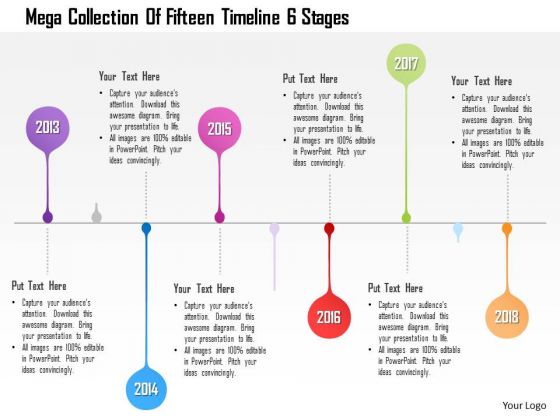 Business Diagram Mega Collection Of Fifteen Timeline 6 Stages Presentation Template