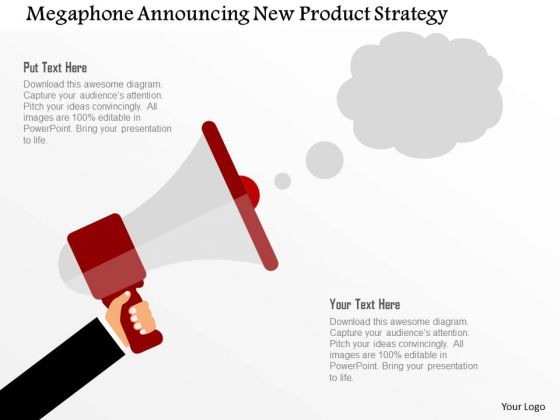 Business Diagram Megaphone Announcing New Product Strategy Presentation Template