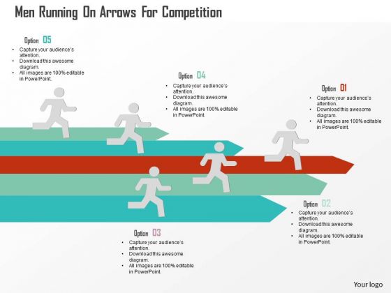 Business Diagram Men Running On Arrows For Competition Presentation Template